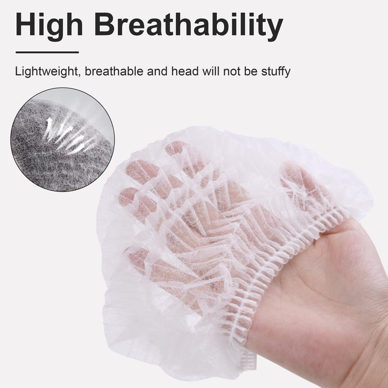 TaShow 120 Pcs Disposable Bouffant Caps  21 Inches Hair Nets for Women and Men  Polypropylene Non-Woven Hair Nets for Food Service Workers  Labs  Hospital  Salon  Kitchen (White) - Image 3